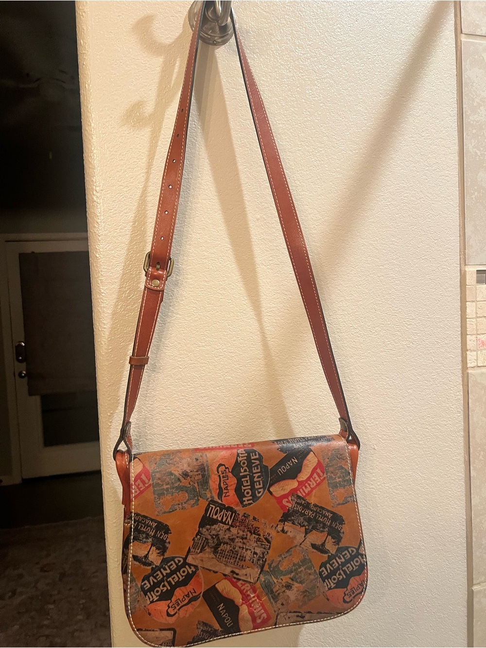 Vintage-Style Patricia Nash Brown Graphic Print Crossbody Bag